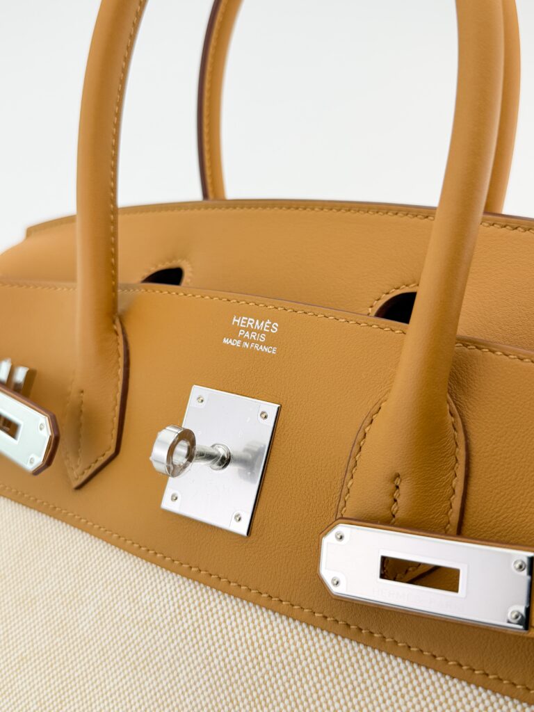 Hermes Birkin 30 Retourne Swift/H Toile Sesame Palladium Hardware G Stamp 2026