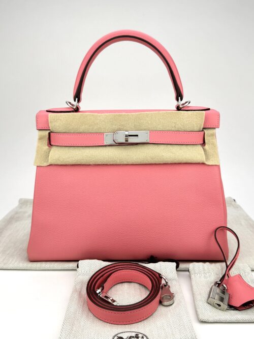 Hermes Kelly 28 Retourne Evercolor Rose D'ete Palladium Hardware Y Stamp