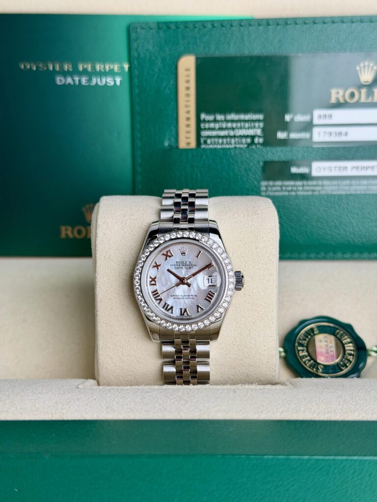 Rolex Datejust 26mm 2014 MOP Pearl Roman Diamond Bezel Jubilee Preowned 179384