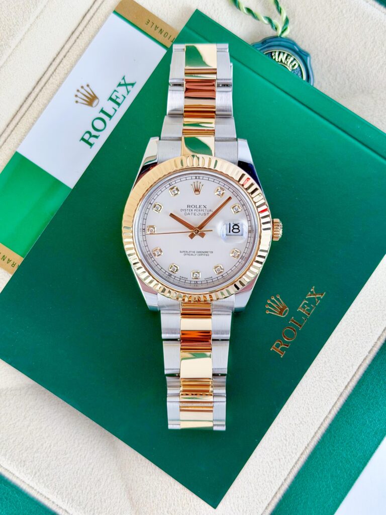 Rolex Datejust 41mm 2016 White Diamond Fluted Oyster Preowned 116333