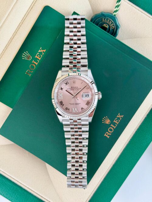 Rolex Datejust 36mm UNWORN 2026 Pink Roman VI IX Diamond Fluted Jubilee 126234