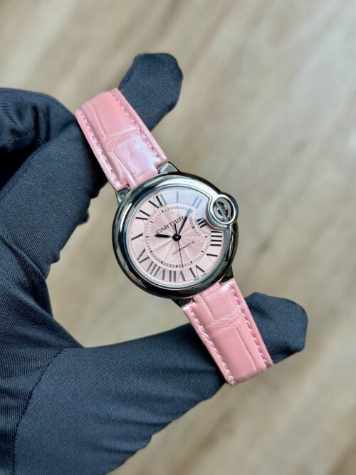 Cartier Ballon Bleu 33mm Pink Roman Strap Watch Only WSBB0002
