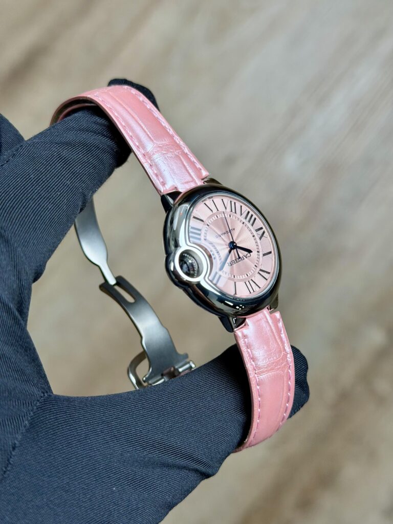 Cartier Ballon Bleu 33mm Pink Roman Strap Watch Only WSBB0002