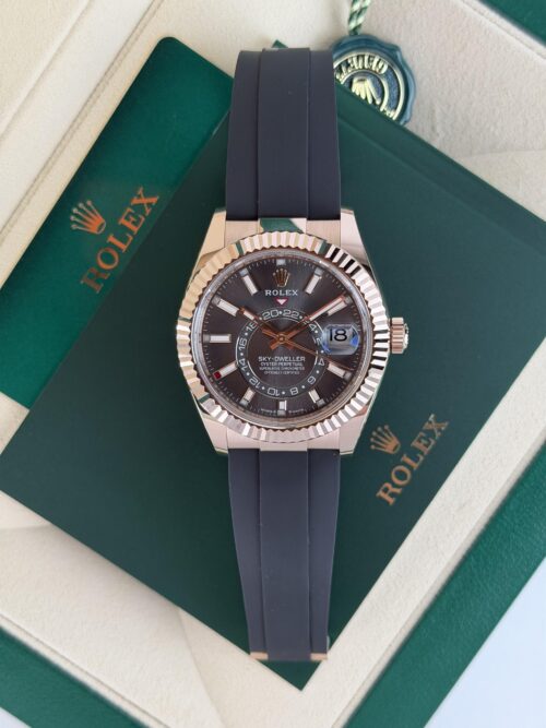 Rolex Sky-Dweller 42mm 2023 Rhodium Slate Grey Index Fluted Oysterflex 336235