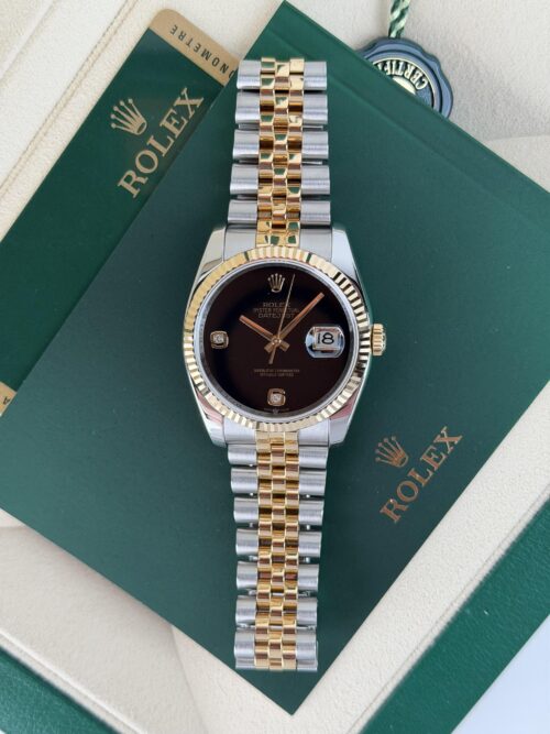 Rolex Datejust 36mm 2012 Black Onyx Diamond Fluted Jubilee 116233