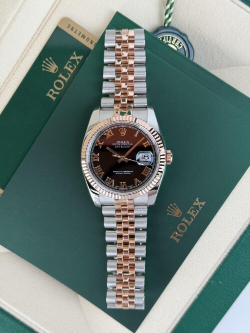 Rolex Datejust 36mm 2011 Black Roman Fluted Jubilee 116231