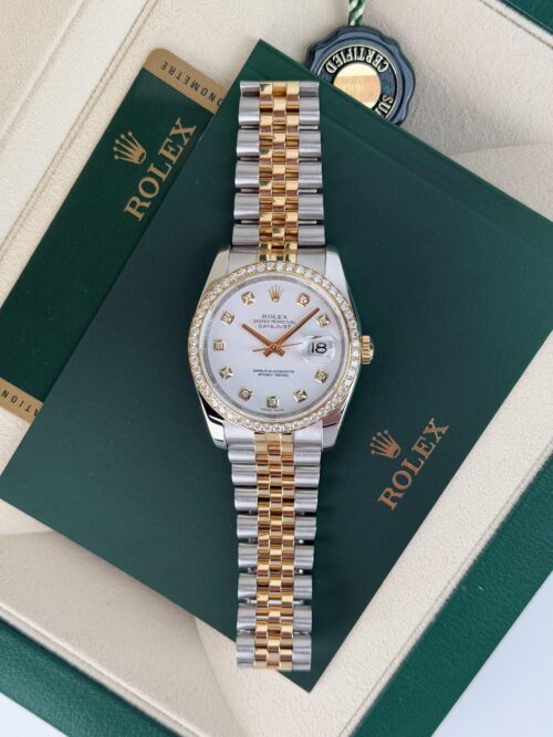 Rolex Datejust 36mm 2011 White Diamond Bezel Jubilee 116243