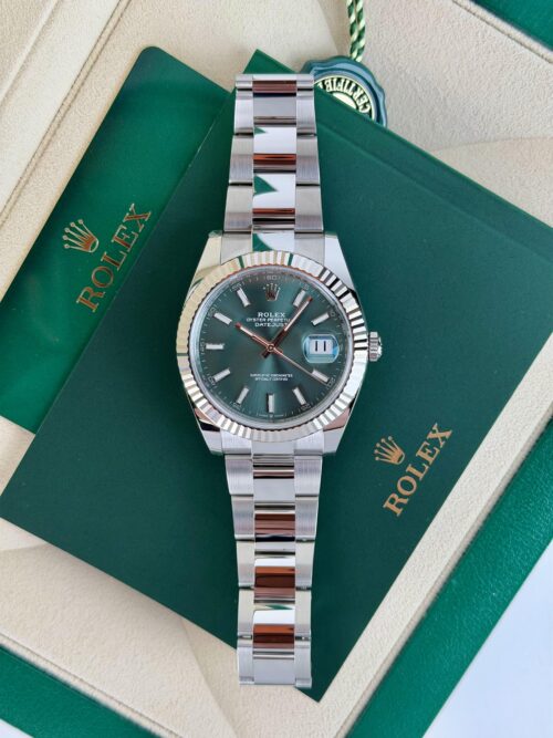 Rolex Datejust 41mm UNWORN 2026 Mint Green Index Fluted Oyster 126334