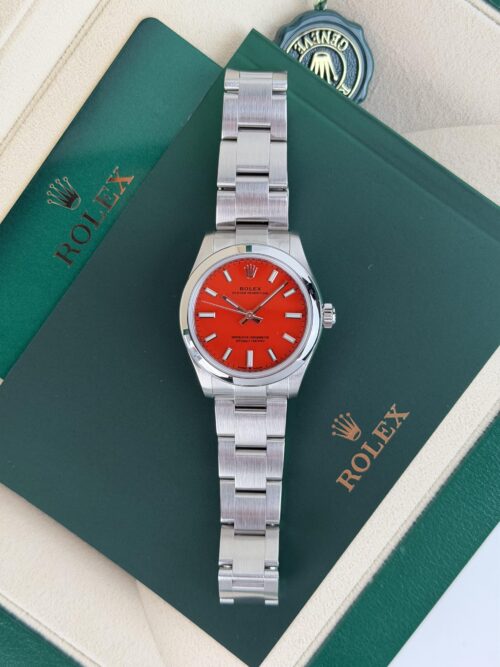 Rolex Oyster Perpetual 31mm 2021 Coral Red Index Smoooth Oyster 277200