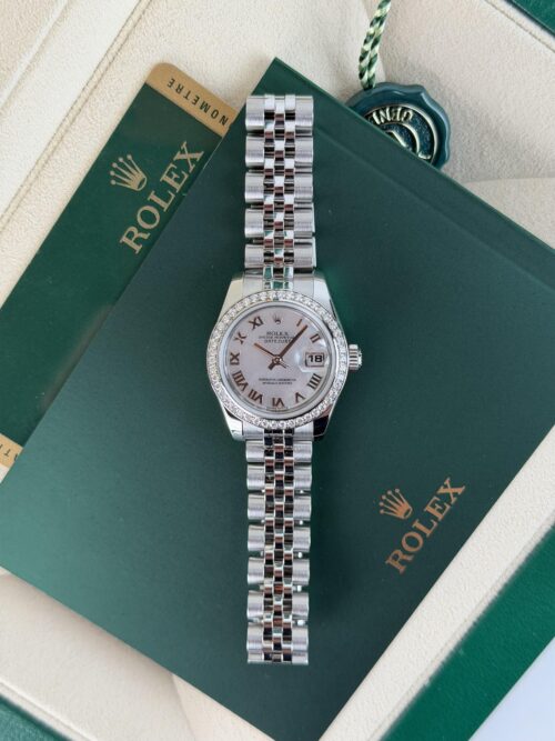 Rolex Datejust 26mm 2014 MOP Pearl Roman Diamond Bezel Jubilee Preowned 179384