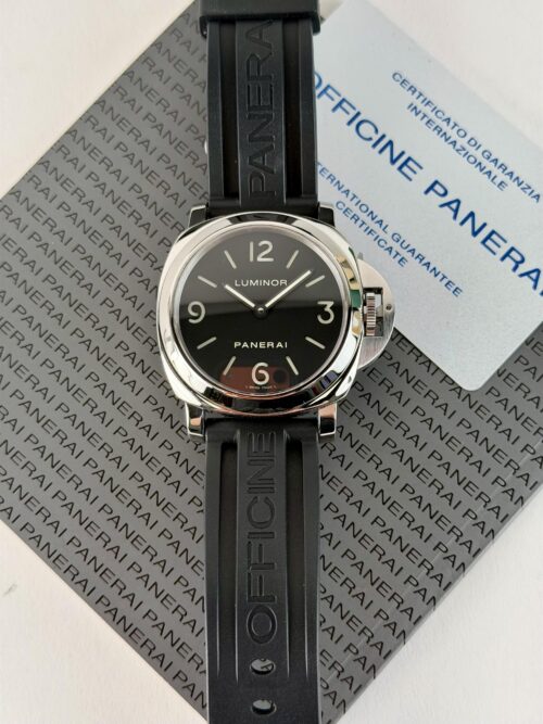 Panerai Luminor Base 44mm 2012 Black Index Black Rubber Strap Excellent PAM00112