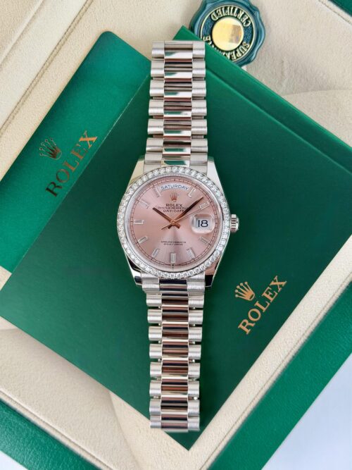 Rolex Day-Date 36mm 2025 Pink Rose Baguette Diamond President 128349RBR