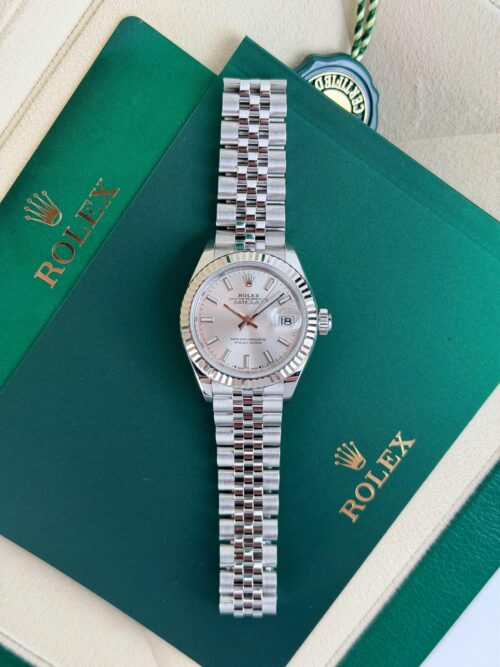 Rolex Datejust 28mm 2021 Silver Index Fluted Jubilee 279174
