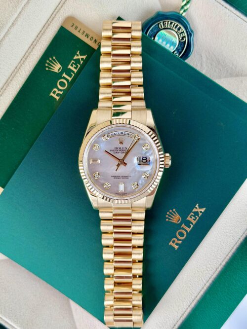 Rolex Day-Date 36mm MOP Pearl Diamond Fluted President M Serial 118238