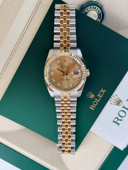 Rolex Datejust 36mm 2005 Champagne Diamond Fluted Jubilee 116233
