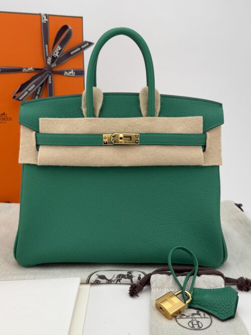 Hermes Birkin 25 Retourne Togo Vert Vertigo Gold Hardware K Stamp Unworn