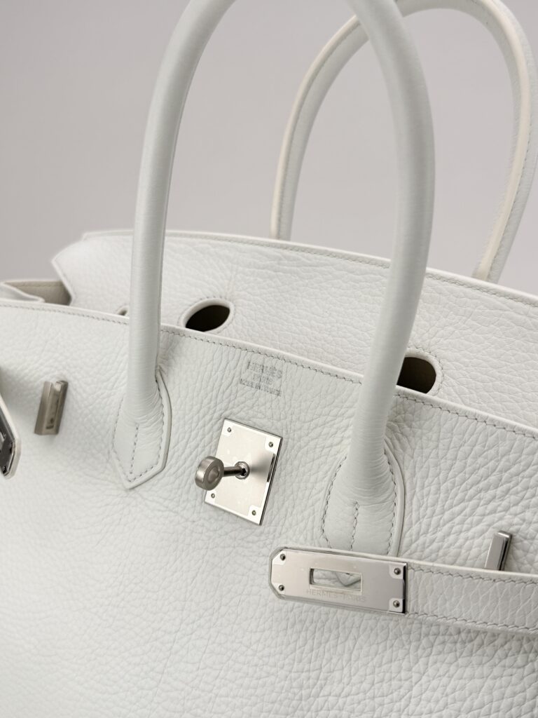 Hermes Birkin 35 Retourne Togo White Palladium Hardware A Stamp