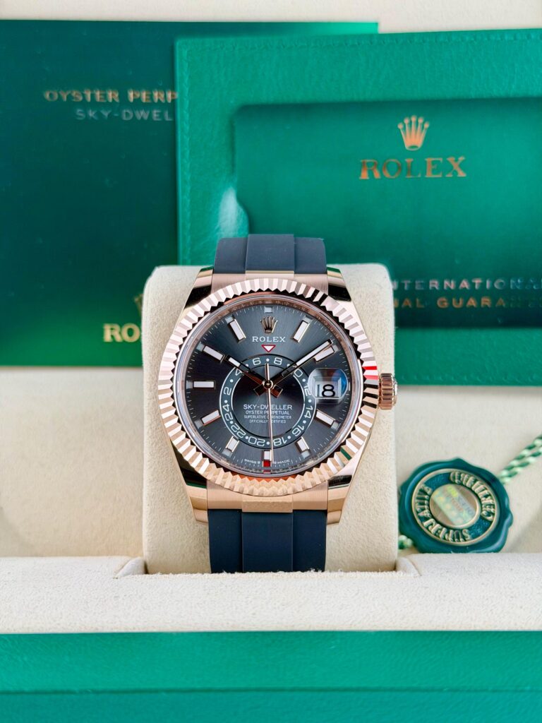 Rolex Sky-Dweller 42mm 2023 Rhodium Slate Grey Index Fluted Oysterflex 336235