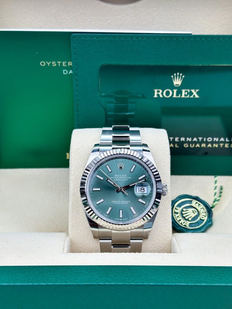 Rolex Datejust 41mm UNWORN 2026 Mint Green Index Fluted Oyster 126334