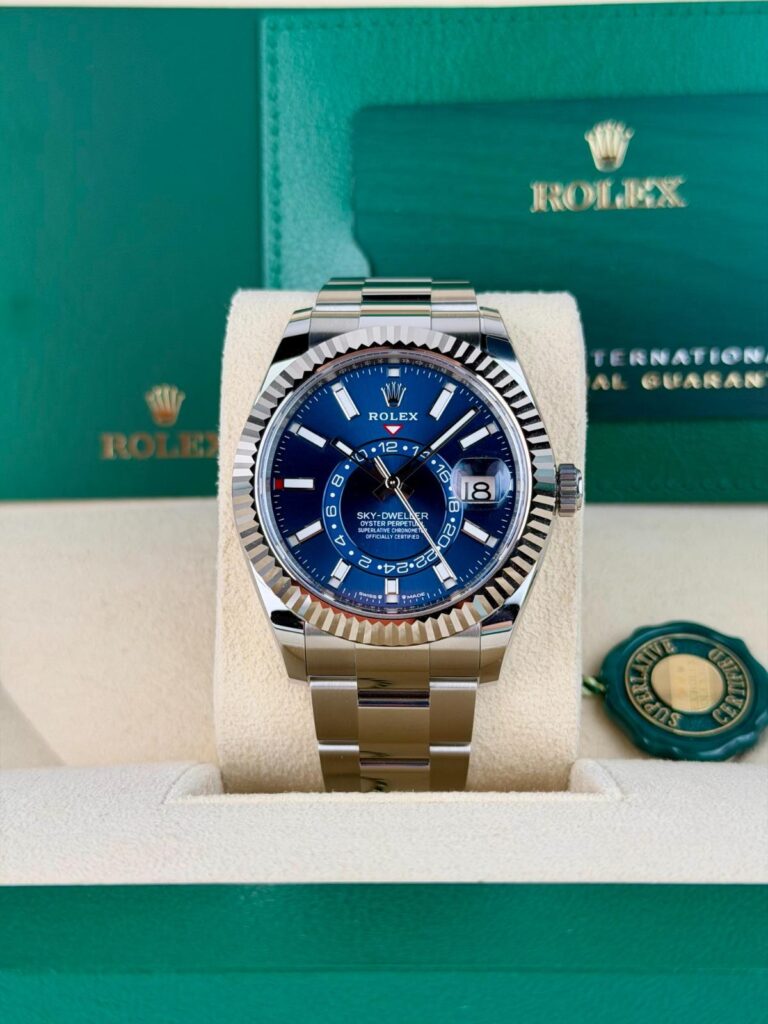 Rolex Sky-Dweller 42mm UNWORN 2026 Blue Index Fluted Oyster Wood 336934
