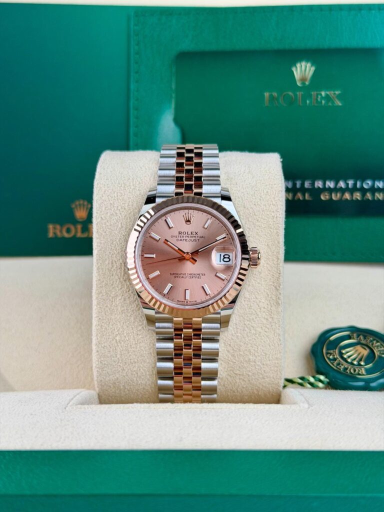 Rolex Datejust 31mm UNWORN 2026 Rose Pink Sundust Index Fluted Jubilee 278271
