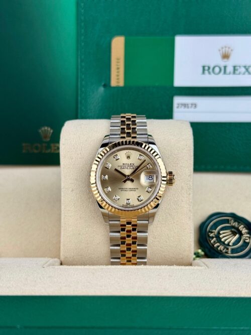 Rolex Datejust 28mm 2016 Champagne Diamond Fluted Jubilee 279173