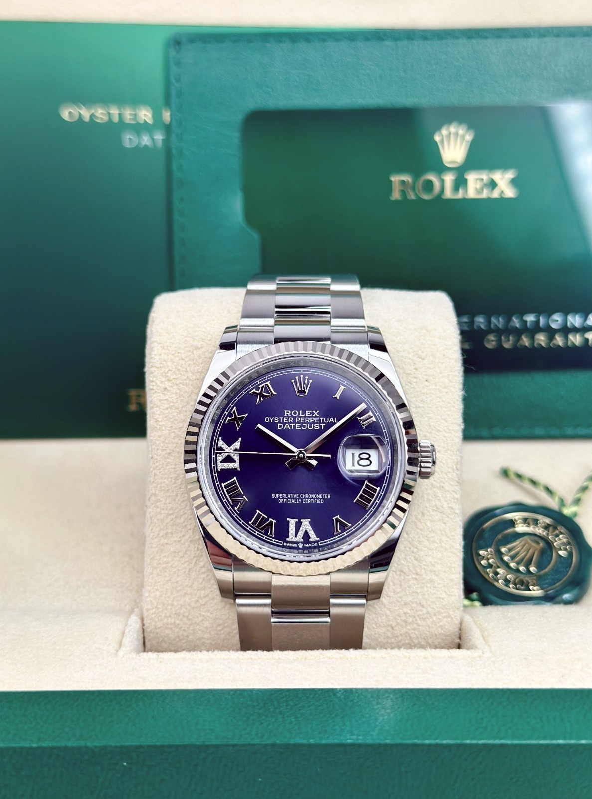 Rolex Datejust 36mm UNWORN 2026 Aubergine Purple Roman VIIX Diamd Oyster 126234