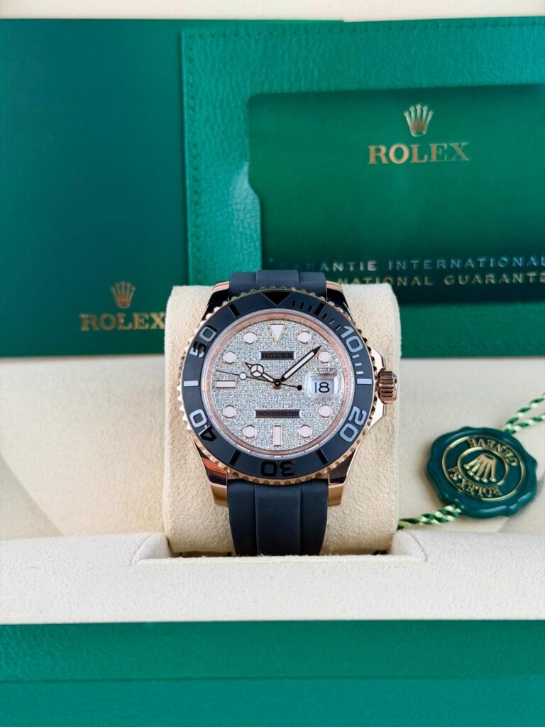 Rolex Yacht-Master 40mm 2025 Diamond Paved Black Bezel Oysterflex 126655