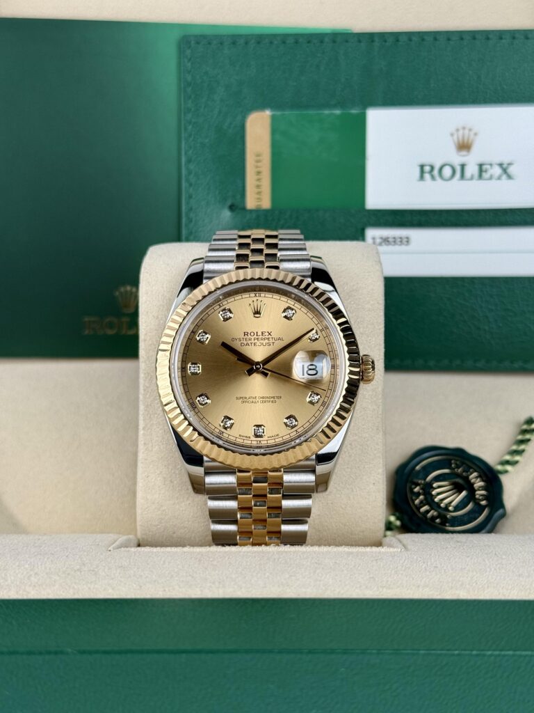 Rolex Datejust 41mm 2017 Champagne Diamond Fluted Jubilee 126333