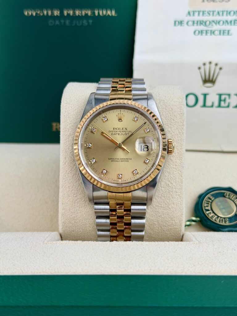 Rolex Datejust 36mm 1991 Champagne Diamond Fluted Jubilee 16233