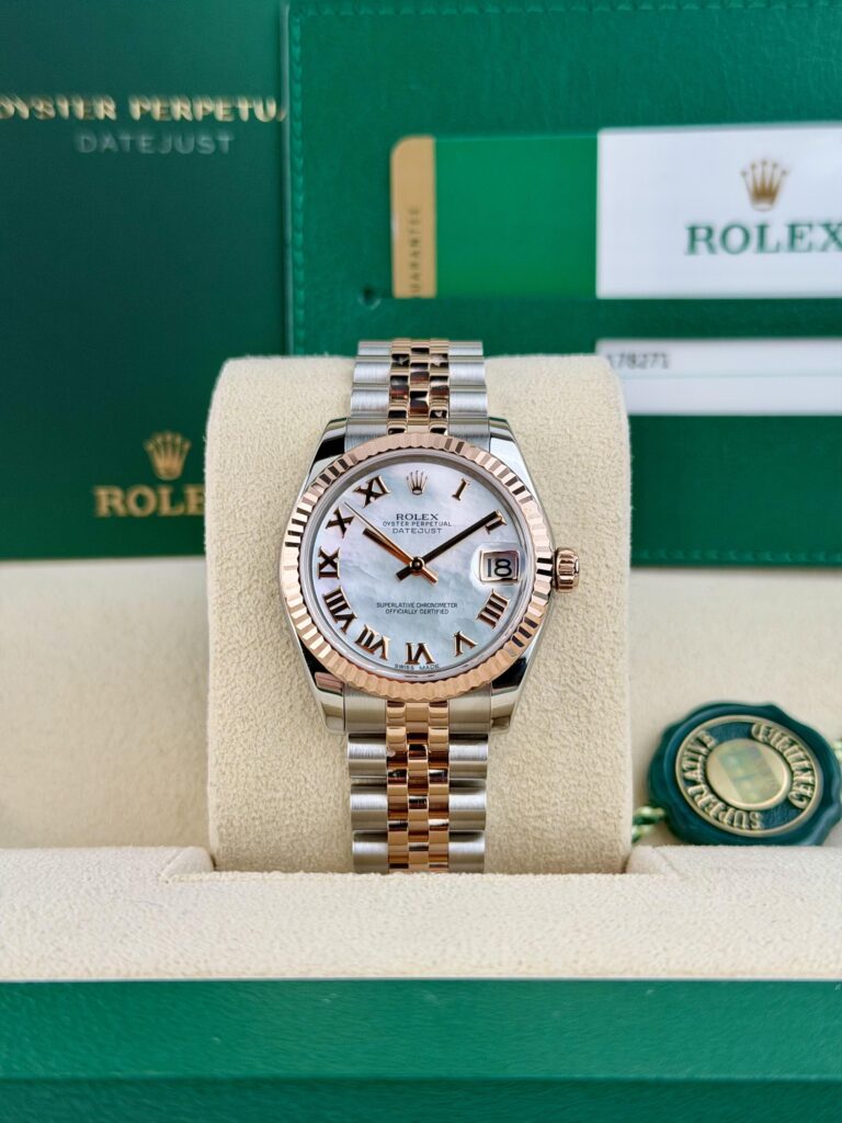 Rolex Datejust 31mm 2017 White MOP Pearl Roman Fluted Jubilee 178271