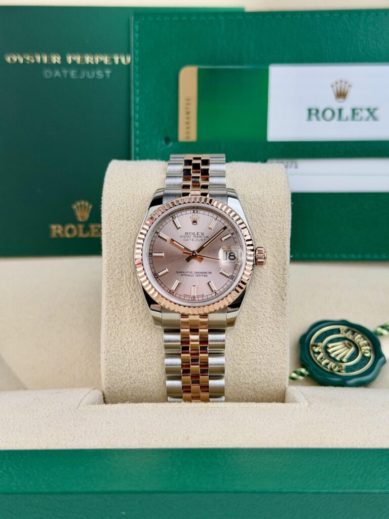 Rolex Datejust 31mm 2016 Rose Pink Sundust Index Fluted Jubilee 178271