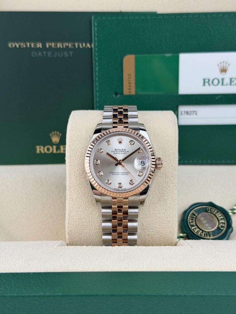 Rolex Datejust 31mm 2017 Silver Diamond Fluted Jubilee 178271
