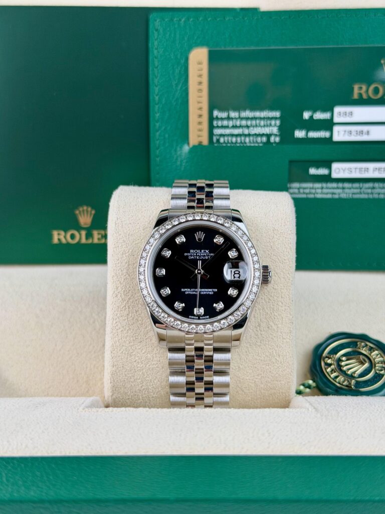 Rolex Datejust 31mm 2015 Black Diamond Bezel Jubilee 178384RBR