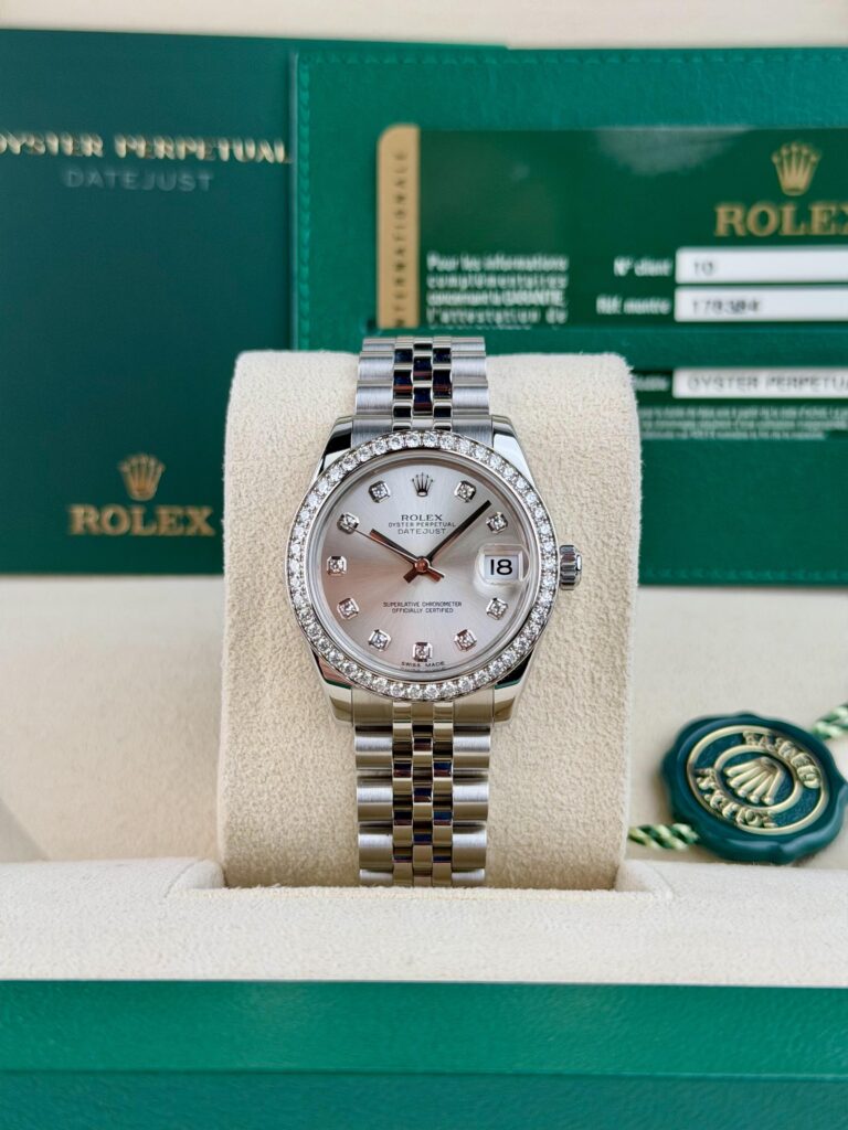 Rolex Datejust 31mm 2012 Silver Diamond Bezel Jubilee 178384RBR