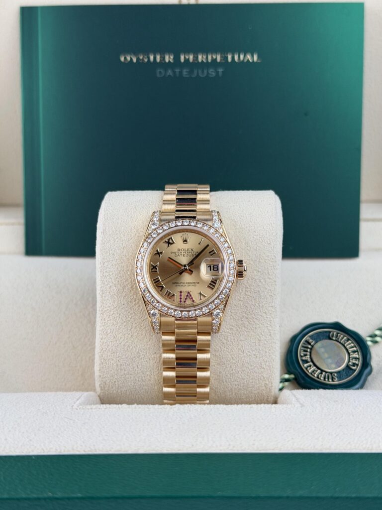 Rolex Datejust 26mm 2013 Champagne Roman Ruby VI Diamond Lug President 179158