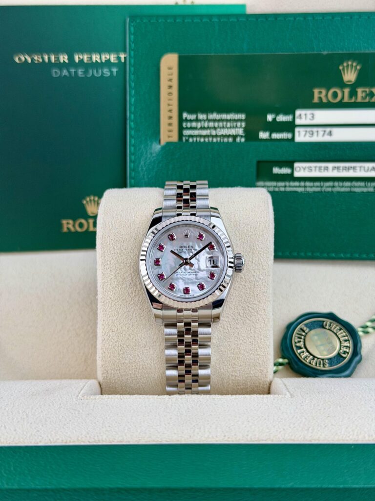 Rolex Datejust 26mm U Serial MOP Pearl Ruby Fluted Jubilee Open Date 179174