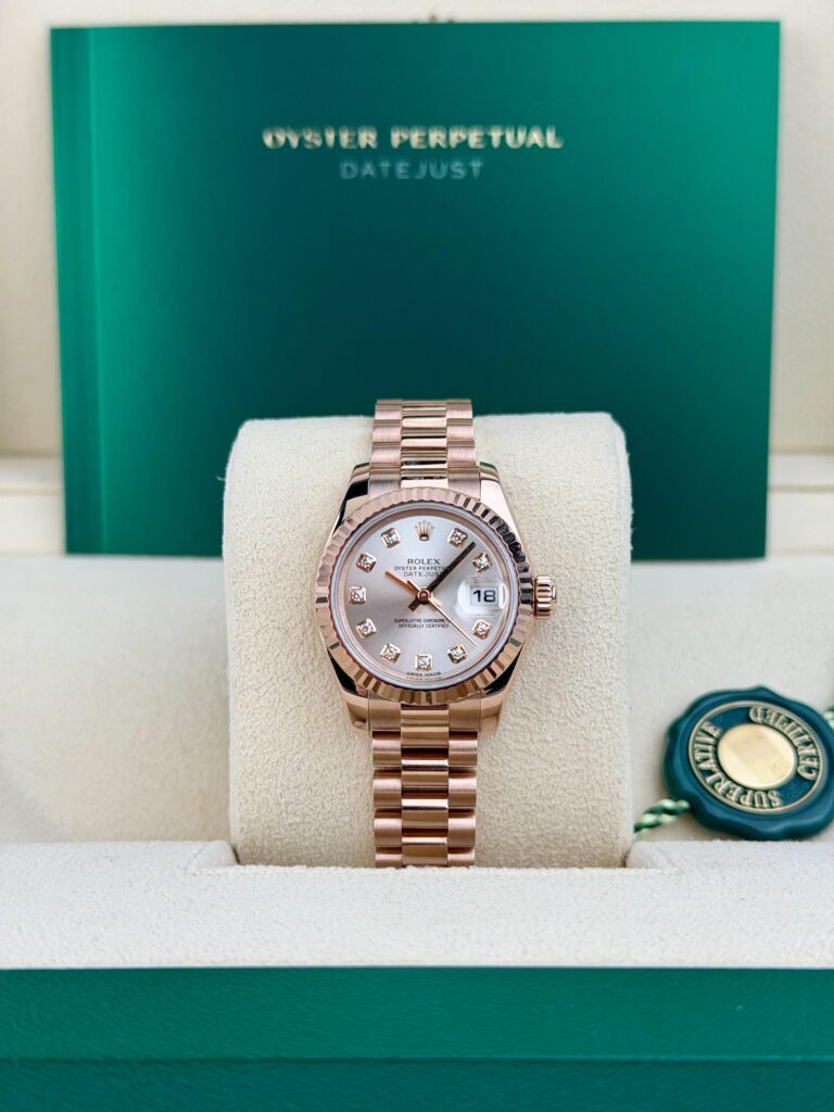 Rolex Datejust 26mm Silver Diamond President W&B 179175