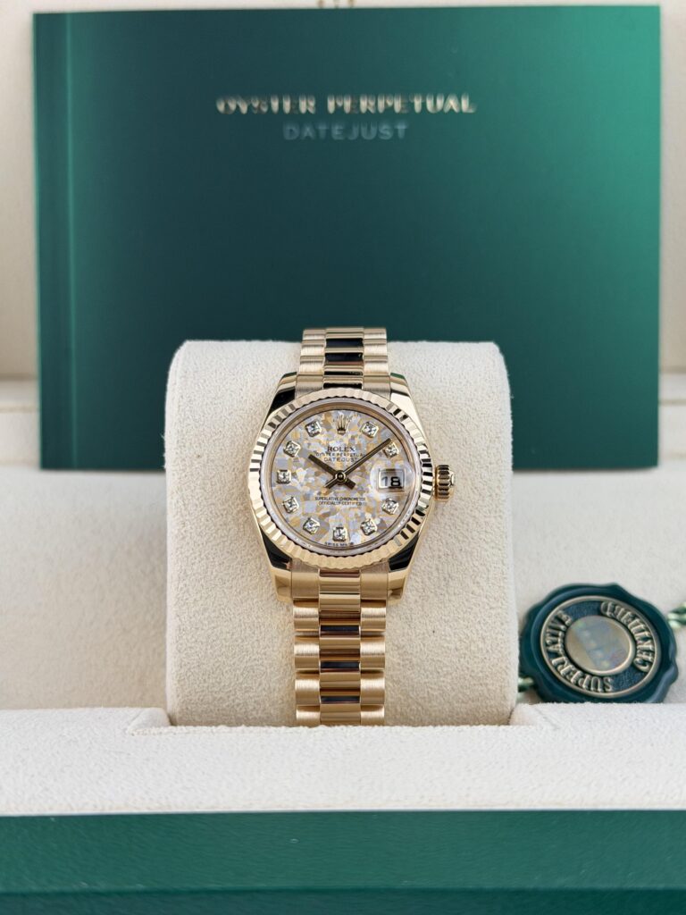 Rolex Datejust 26mm Gold Flakes Diamond Fluted President Watch&Box 179178