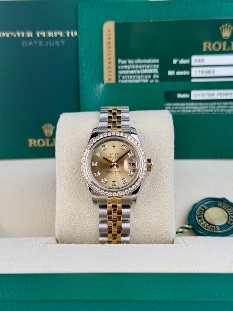 Rolex Datejust 26mm 2014 Champagne Diamond Bezel Jubilee 179383