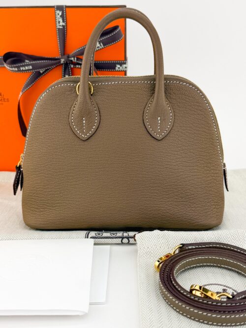 Hermes Mini Bolide Chevre Etoupe Gold Hardware K Stamp Unworn