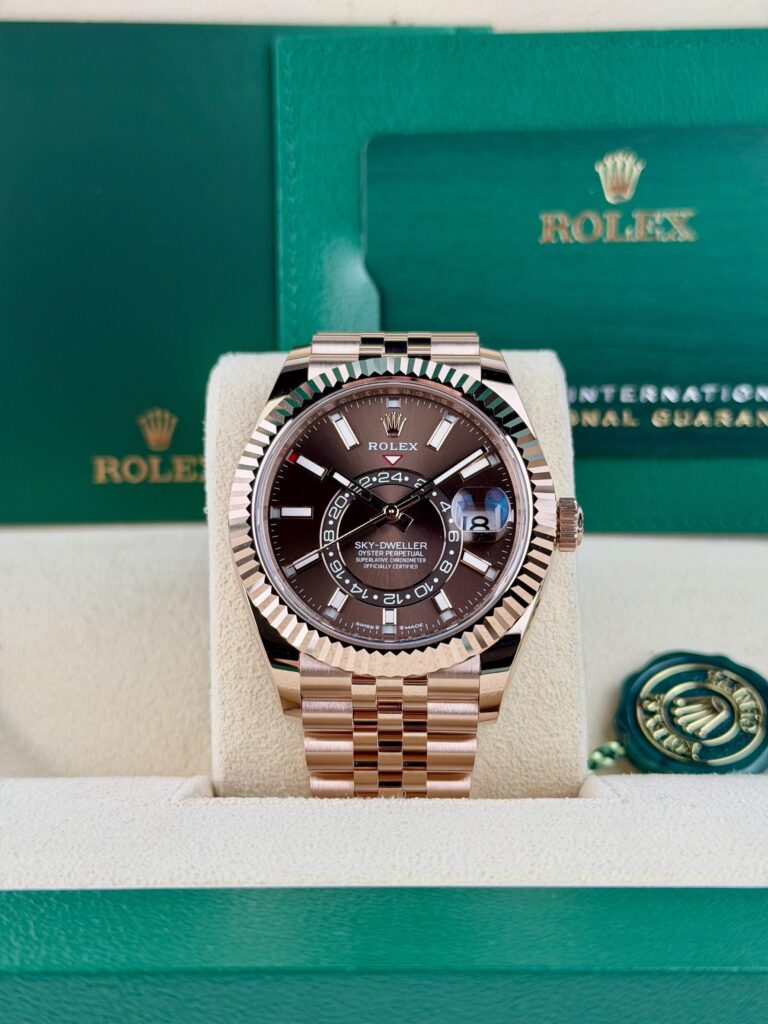 Rolex Sky-Dweller 42mm UNWORN 2026 Chocolate Brown Index Fluted Jubilee 336935