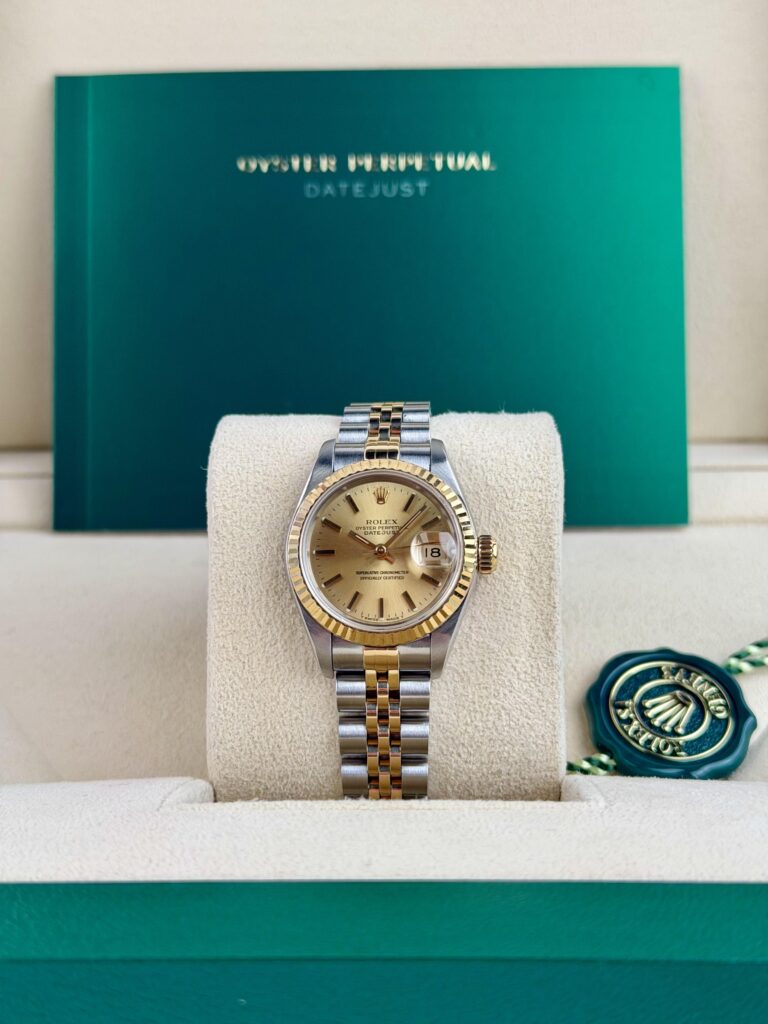 Rolex Datejust 26mm N Serial Champagne Index Fluted Jubilee Watch&Box 69173