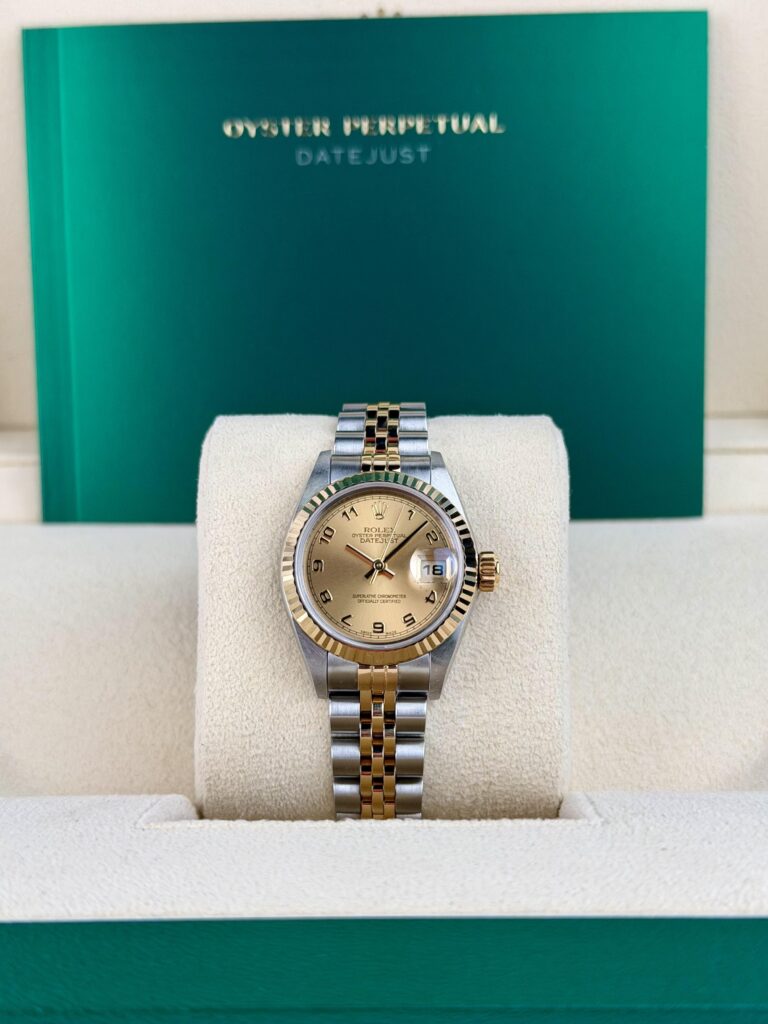 Rolex Datejust 26mm P Serial Champagne Arabic Fluted Jubilee Watch&Box 79173