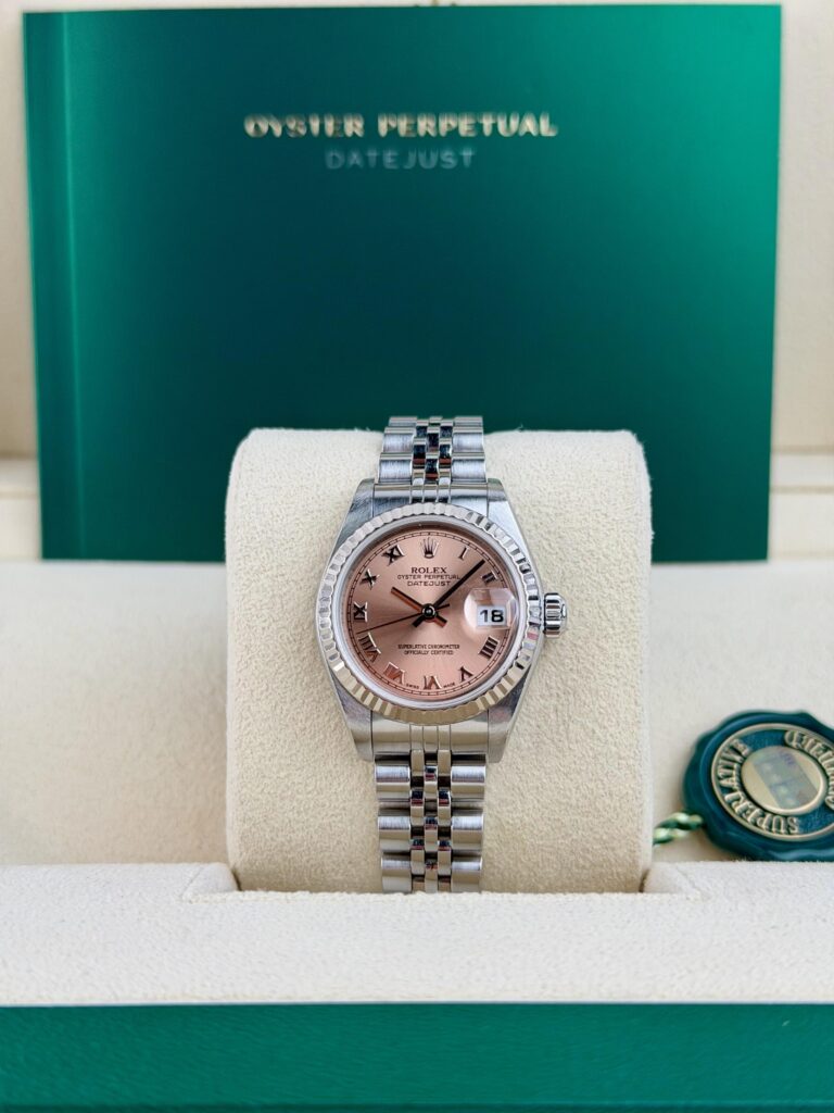 Rolex Datejust 26mm Pink Roman Fluted Jubilee Watch&Box 79174
