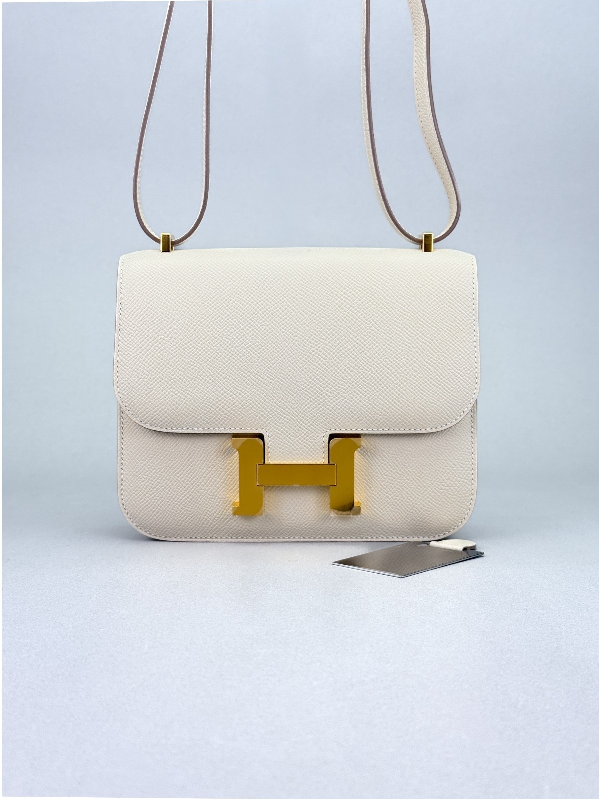 Hermes Mini Constance 18 Sellier Epsom Craie Gold Hardware W Stamp Unworn