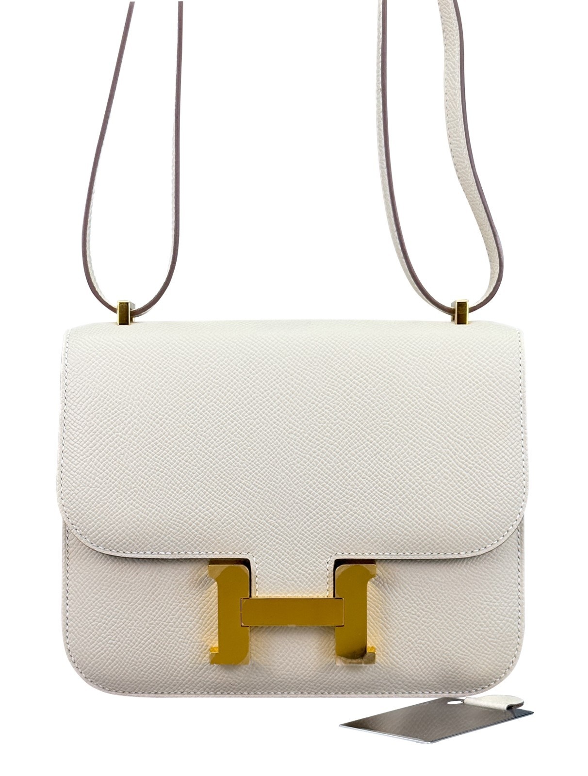 Hermes Mini Constance 18 Sellier Epsom Craie Gold Hardware W Stamp Unworn