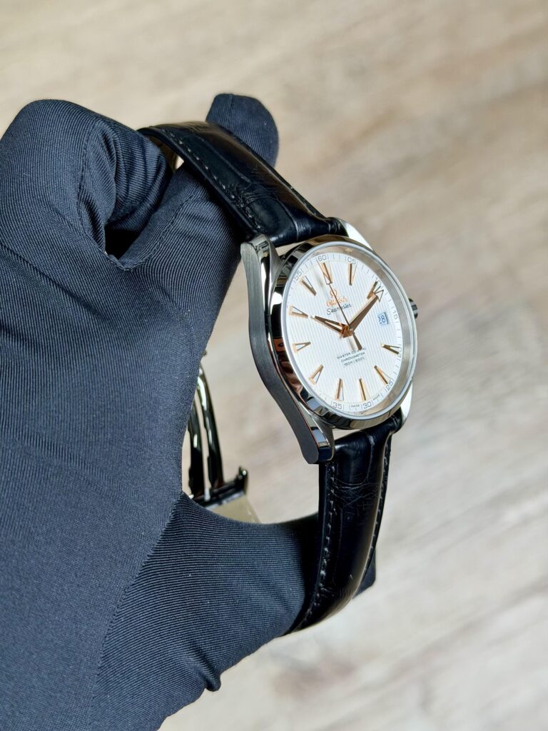 Omega Seamaster Aqua Terra 41.5mm Silver Index Leather Strap 231.13.42.21.02.003