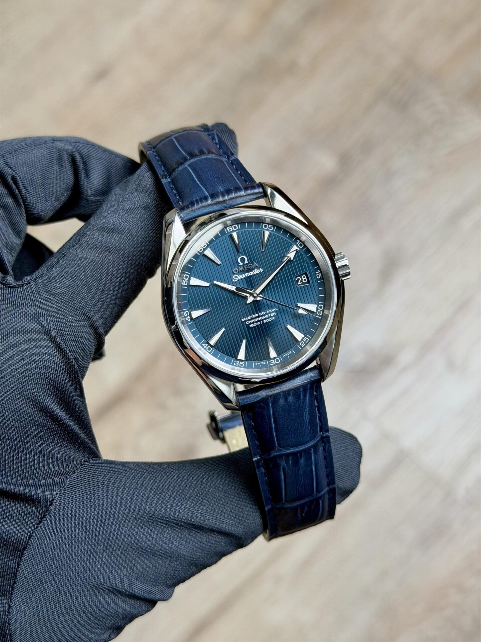 Omega Seamaster Aqua Terra 41.5mm Blue Index Leather Strap 23113422103001