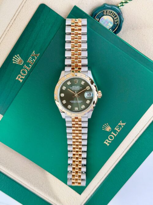 Rolex Datejust 31mm UNWORN 2026 Olive Green Diamond Domed Jubilee Wood 278343RBR